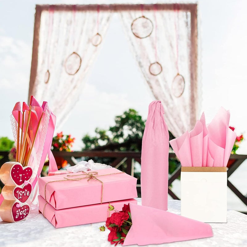 Teling 500 ورقة من ورق التواليت الوردي الفاتح لأكياس الهدايا 14 × 20 بوصة تغليف هدايا عيد الحب بالجملة لفصل الشتاء غالنتين رأس السنة حفلات الزفاف أعياد الميلاد مشاريع الحرف اليدوية زينة الحفلات الزهور - Image 4